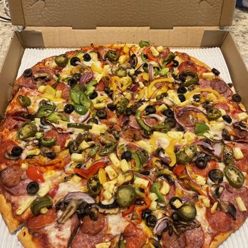 Mission Pizza - Kitchen sink ++ jalapeños & pineapple - Pizza Near Me - Avila Beach, California Mission Pizza - Kitchen sink ++ jalapeños & pineapple - Pizza Near Me - Avila Beach, California