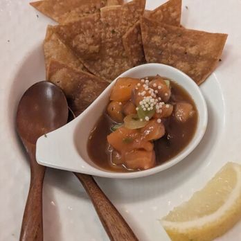 MeNami - Salmon tartar - really small portion :( but tasty - Japanese Near Me - Toronto, Ontario