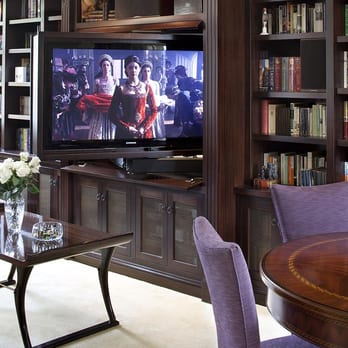 Lindy Donnelly - San Francisco Residence. Living Room/Library. Custom, mahogany cabinetry with pivoting bookcase/TV. - Interior Design Near Me - Millbrae, California Lindy Donnelly - San Francisco Residence. Living Room/Library. Custom, mahogany cabinetry with pivoting bookcase/TV. - Interior Design Near Me - Millbrae, California