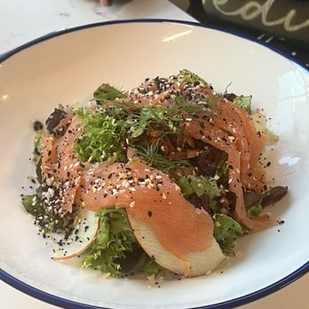 Roberto's Deluxe - House smoked salmon on greens - Desserts Near Me - Woodstock, Georgia