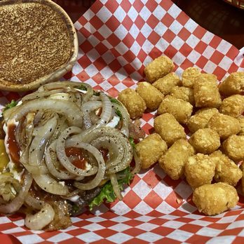 Filé's Burgers - The Bacon Deluxe Burger with grilled onions. - Burgers Near Me - San Antonio, Texas