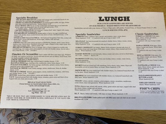 Menu photo 5 Black Diamond Bakery and Restaurant Black Diamond, WA