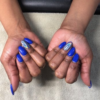 Posh Nail Spa - Matte blue with chrome - Nail Salons Near Me - Durham, North Carolina Posh Nail Spa - Matte blue with chrome - Nail Salons Near Me - Durham, North Carolina