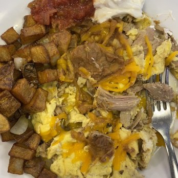Suncoast Cafe - Slow roasted pork, scrambled eggs, potatoes and cheese! My GF breakfast. - Breakfast & Brunch Near Me - Venice, Florida Suncoast Cafe - Slow roasted pork, scrambled eggs, potatoes and cheese! My GF breakfast. - Breakfast & Brunch Near Me - Venice, Florida