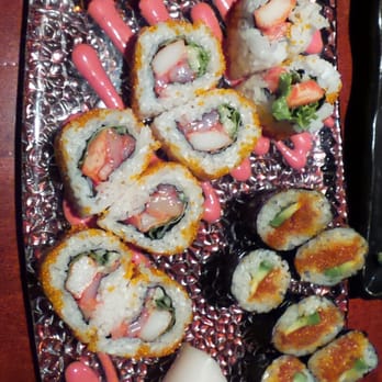 Yokozuna Japanese Restaurant - Mixture of rolls for their Valentine's menu. The one in the middle had raspberry sauce. - Japanese Near Me - Edmonton, Alberta Yokozuna Japanese Restaurant - Mixture of rolls for their Valentine's menu. The one in the middle had raspberry sauce. - Japanese Near Me - Edmonton, Alberta