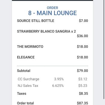 Le Malt Lounge - Bill plus tip not pictured - Tapas Bars Near Me - Colonia, New Jersey