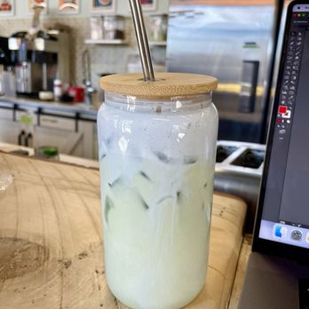 Roasted Lakewood - Earth day special--matcha with lavender cold foam - Coffee & Tea Near Me - Lakewood, Ohio