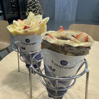 T-Swirl Crepe - 1. Strawberry Nutella 6. Strawberry Banana - Creperies Near Me - Riverside, California T-Swirl Crepe - 1. Strawberry Nutella 6. Strawberry Banana - Creperies Near Me - Riverside, California