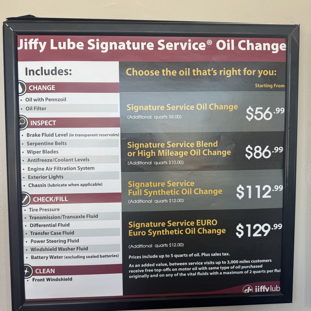 Jiffy Lube - Pricing (August 2025) - Oil Change Stations Near Me - Santa Clara, California Jiffy Lube - Pricing (August 2025) - Oil Change Stations Near Me - Santa Clara, California