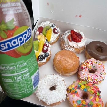 King Donuts - Fruit donuts, coconut donut, strawberry donut, chocolate glazed donut, fruity pebbles donut, strawberry filled donut, pink sprinkles donut - Donuts Near Me - Madisonville, Tennessee