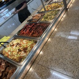 a buffet of food