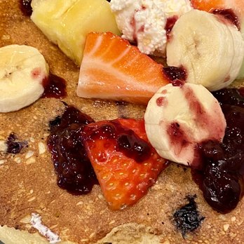 First Watch - Blueberry pancake covered in fruit - Breakfast & Brunch Near Me - Nashville, Tennessee First Watch - Blueberry pancake covered in fruit - Breakfast & Brunch Near Me - Nashville, Tennessee