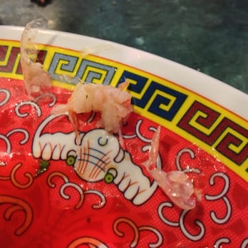 Chinatown Express - Shell remains from the shrimp in my hand pulled noodle soup. - Cantonese Near Me - Washington, DC, District of Columbia