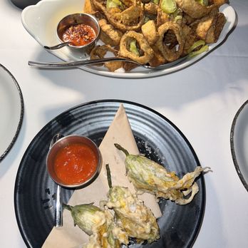 Crossroads Kitchen - Zucchini blossoms and calamari - Vegan Near Me - Las Vegas, Nevada Crossroads Kitchen - Zucchini blossoms and calamari - Vegan Near Me - Las Vegas, Nevada