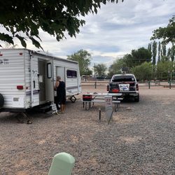 Holbrook / Petrified Forest KOA - Our camping spot, asked for a space by the playground and got it :)