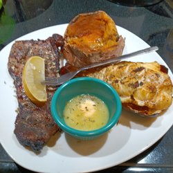 Krustee Krabb - New York strip lobster tail and sweet potato