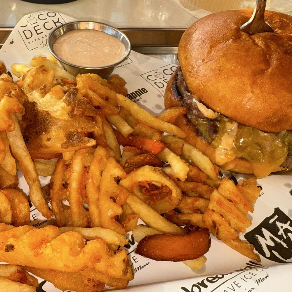 Coco Deck - Killer smash burger with funky fries. Extra sauce please! - Mexican Near Me - Lahaina, Hawaii
