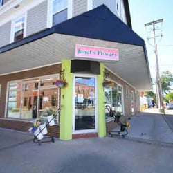 Janet's Flowers - Close up of the shop viewed from the street, in Dartmouth.