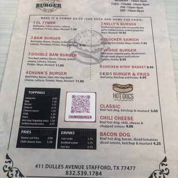 Chunk’s Burger - Menu - Burgers Near Me - Stafford, Texas