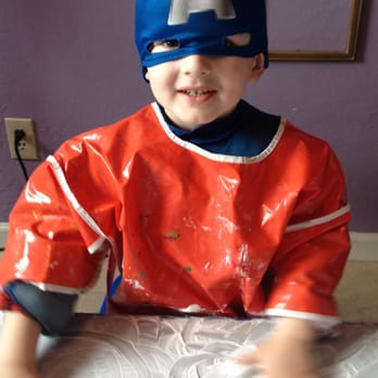Blossom Valley Joy School - Captain America painting with shaving cream. - Preschools Near Me