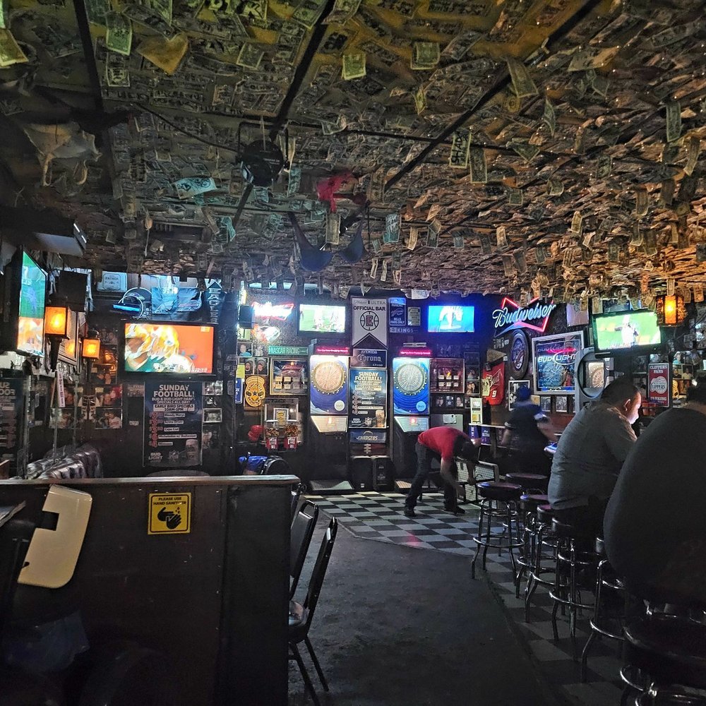 The Scene - Interior - Dollars On The Ceiling (10/17/21). @TheSceneNorthHollywood #NorthHollywood #SFV #DiveBar #Beer - Sports Bars Near Me - North Hollywood, California