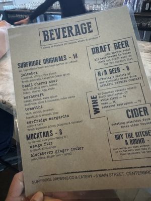 Menu photo 1 Surfridge Brewing Essex, CT Menu photo 1 Surfridge Brewing Essex, CT