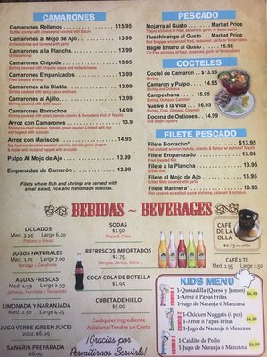 Menu photo 4 El Chubasco Mexican Restaurant Chicago, IL
