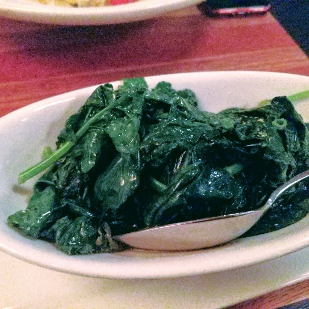 Real Garlicky Spinach - lots of garlic confit, lemon