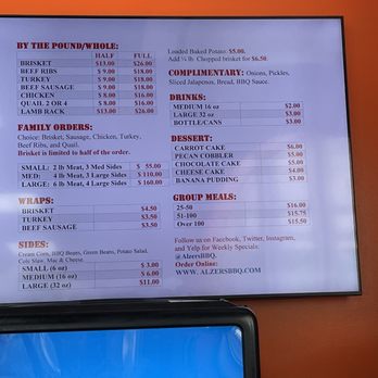 Alzer's BBQ - Menu - Barbeque Near Me - Cedar Park, Texas Alzer's BBQ - Menu - Barbeque Near Me - Cedar Park, Texas