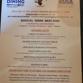 Maxine's On Shine - Magical Menu - New American Near Me - Orlando, Florida