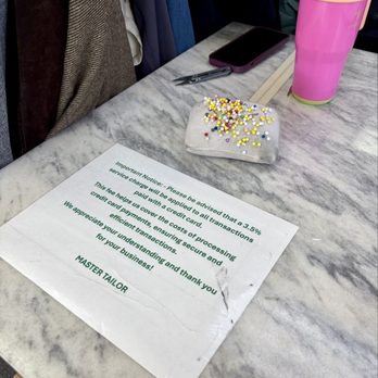 Master Tailor  - Card processing fee - Sewing & Alterations Near Me - Omaha, Nebraska