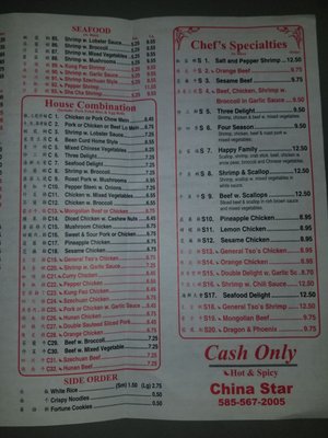 Menu photo 1 China Star Houghton, NY
