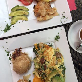 Cafe Laurent - Omelette w potato gratin + Eggs Benedict w tomatoes, potato gratin, and avocado slices - French Near Me - Mar Vista, California Cafe Laurent - Omelette w potato gratin + Eggs Benedict w tomatoes, potato gratin, and avocado slices - French Near Me - Mar Vista, California