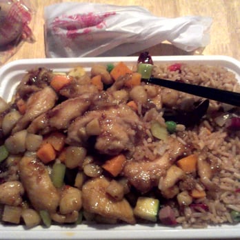 Dragon Wok - Combo plate to go Spicy Chicken Zhang, pork fried rice, eggroll, cookie. Spicy and freshly made :) - Chinese Near Me - Albuquerque, New Mexico