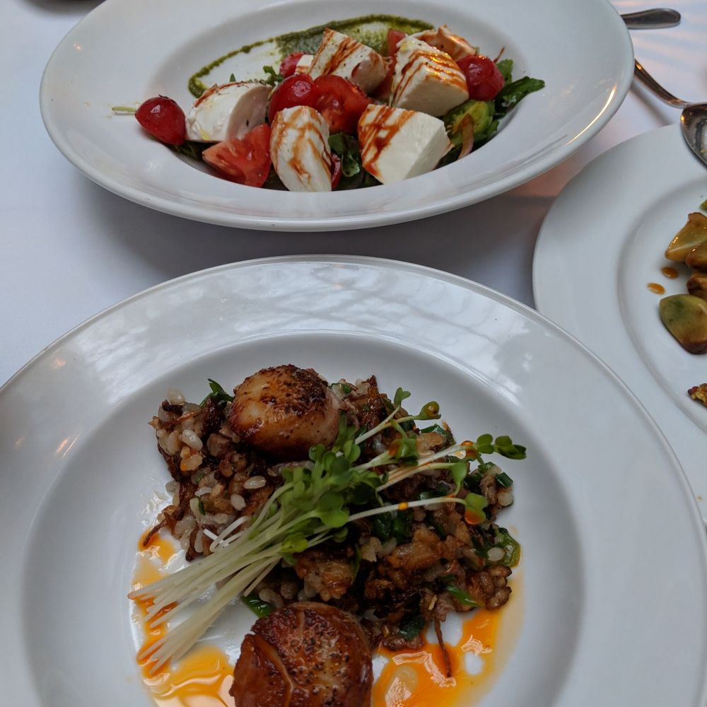 Brix & Mortar - Scallops and tomato and cheese salad - Wine Bars Near Me - Vancouver, British Columbia Brix & Mortar - Scallops and tomato and cheese salad - Wine Bars Near Me - Vancouver, British Columbia