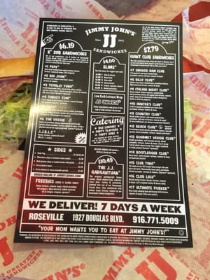 Menu photo 5 Jimmy John's Roseville, CA