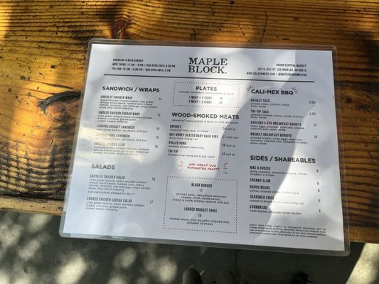 Menu photo 1 Maple Block Meat Co Los Angeles, CA