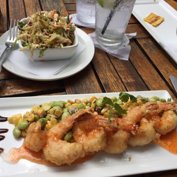 The Cottage - Tempura shrimp with edamame salad.  Perfect! - New American Near Me - Sarasota, Florida