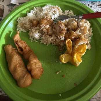 Great Wall Cafe - Sesame chicken, steamed rice, cream cheese wonton, sweet & sour chicken. Rice noodle with chicken is awesome!!! - Chinese Near Me - Killeen, Texas