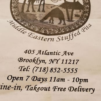 Bedouin Tent - Menu cover - Middle Eastern Near Me - Brooklyn, New York