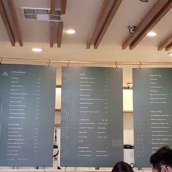 OMOMO Tea Shoppe - Menu indoors by the cashier - Coffee & Tea Near Me - Irvine, California