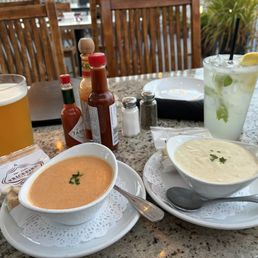 Lobster Bisque and White Clam Chowder
