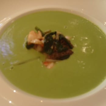 Spago - SWEET ENGLISH PEA SOUP-Maine Lobster, Morel Mushrooms,& Wild Ramps $22 - New American Near Me - Beverly Hills, California Spago - SWEET ENGLISH PEA SOUP-Maine Lobster, Morel Mushrooms,& Wild Ramps $22 - New American Near Me - Beverly Hills, California