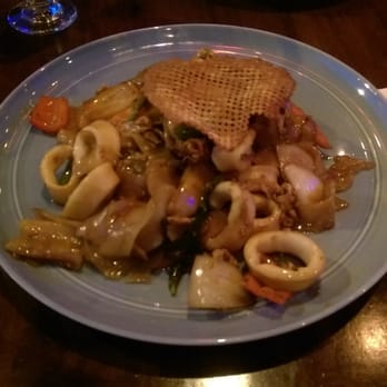 Enthaice Thai Kitchen - Pad Wood Sen with Squid - Thai Near Me - Astoria, New York Enthaice Thai Kitchen - Pad Wood Sen with Squid - Thai Near Me - Astoria, New York