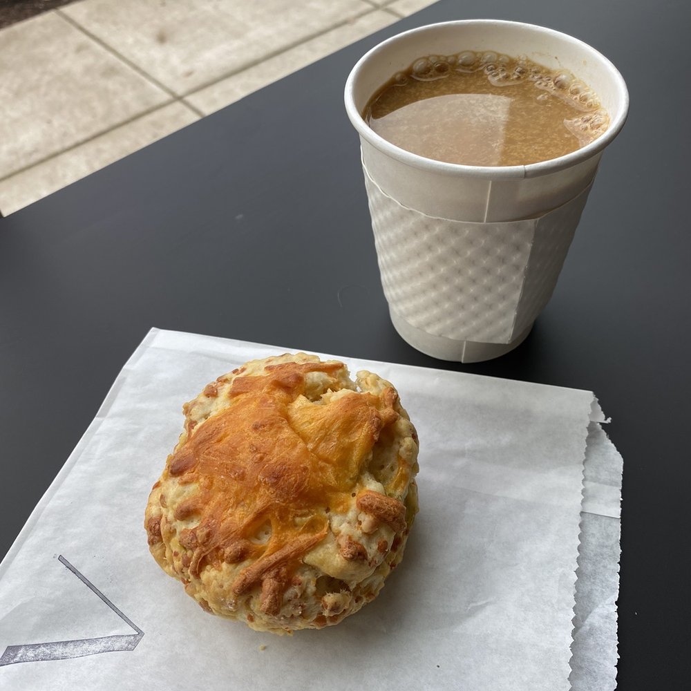 Adapt Cafe - Cheddar jalapeño scone and a medium drip coffee - Coffee & Tea Near Me - Portland, Oregon