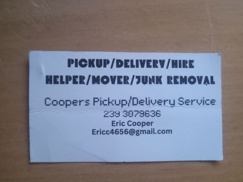 COOPERS PICKUP/DELIVERY SERVICE Updated June 2024 Request a Quote