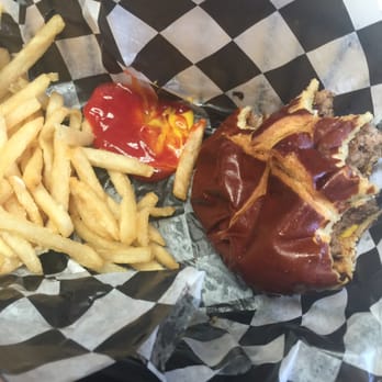 Chuckwagon - Cheeseburger on pretzel bun with fries - Burgers Near Me - Mackinac Island, Michigan