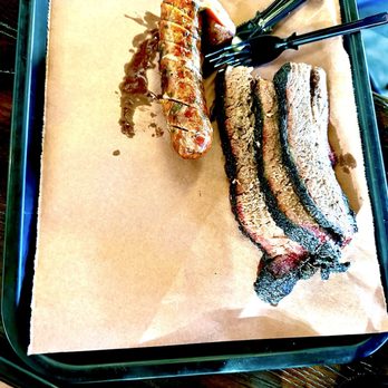 Lewis Barbecue - Moist cut brisket and green chili cheddar sausage link. - Desserts Near Me - Atlanta, Georgia