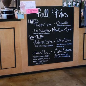 Fresh Market Coffee - a menu on the counter - Coffee & Tea Near Me - Waxahachie, Texas