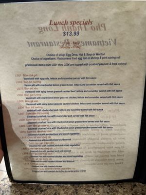 Menu photo 3 Pho Thanh Long Houston, TX